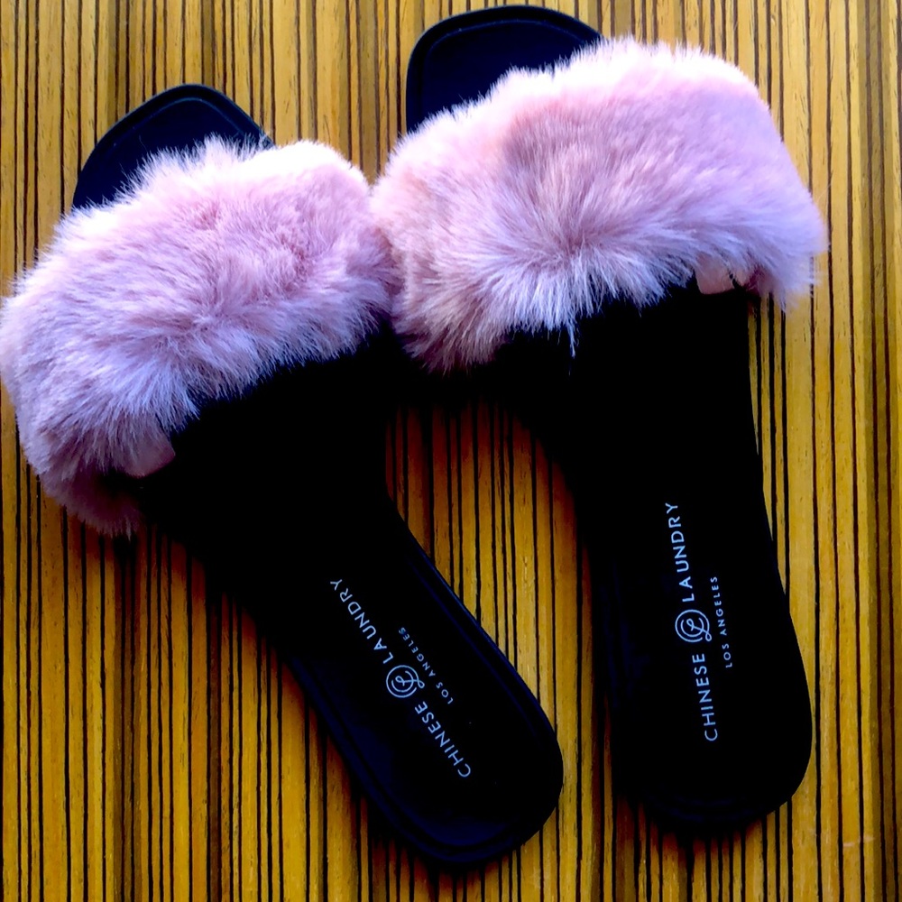 Brand New Chinese Laundry Furry Slip ons